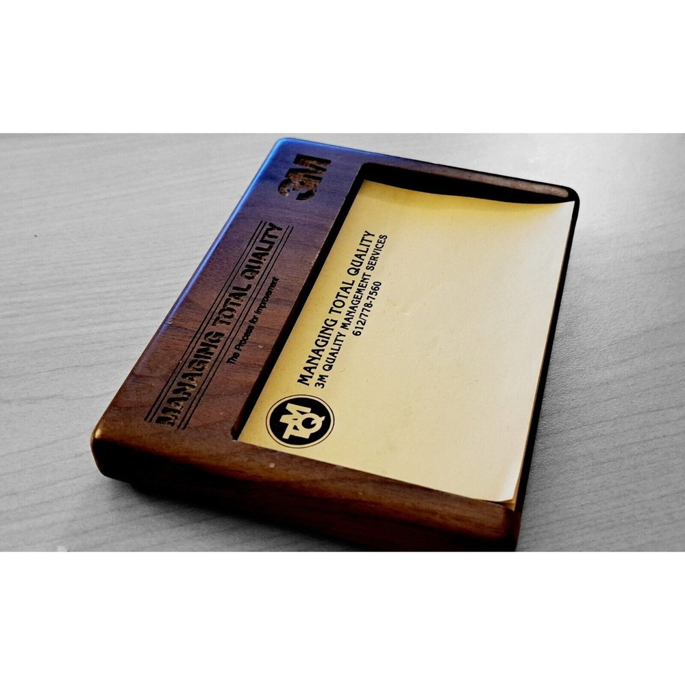 Vintage Post-It Note Tray Holder Desk Organizer 3M USA Engraved